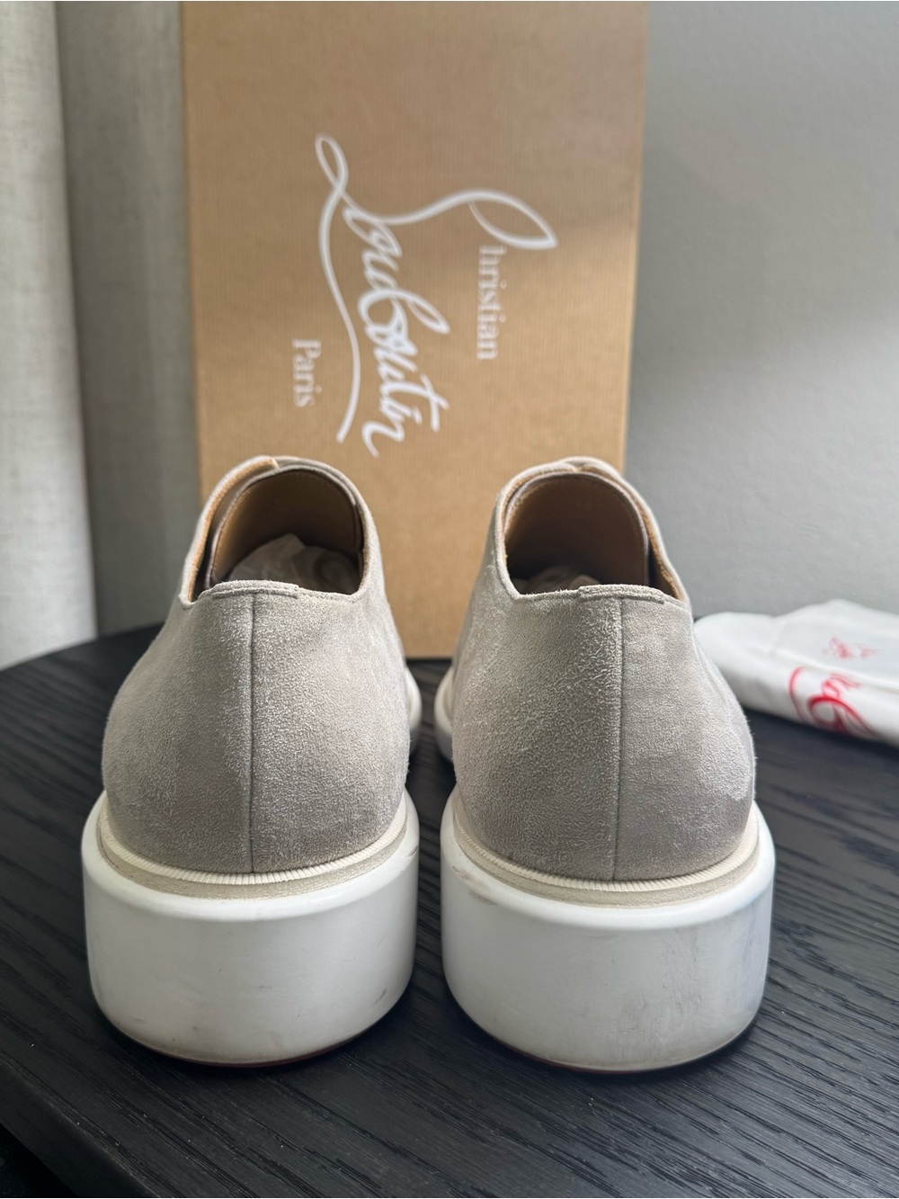 Christian Louboutin Urbino Lace-Up Dress Shoes Suede Goose 45 - Picture 9 of 11